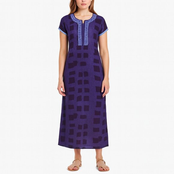 Rajul Women's Blue Short Sleeve Maxi Dress Size M - Picture 1 of 5